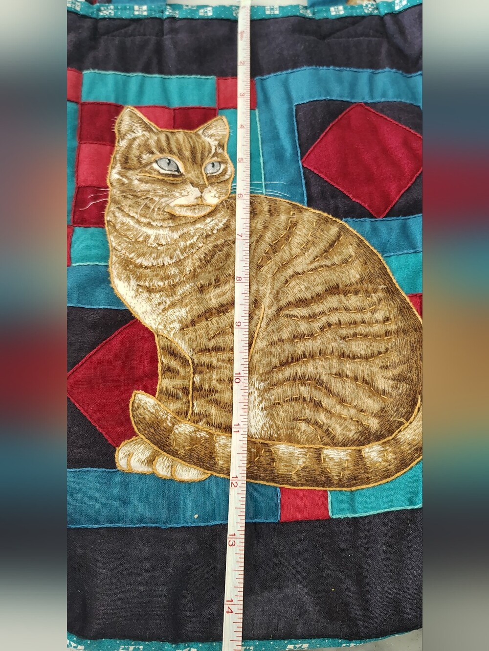 Handmade Quilted Cat Print Tote Bag Book Bag Cat Lover Shopping Bag - Picture 5 of 6
